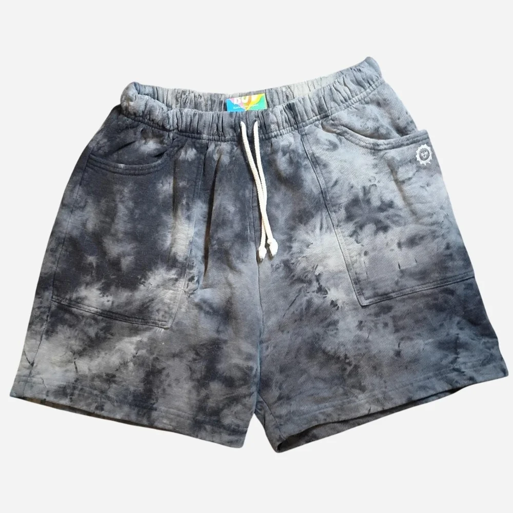 Big Bud Press Unisex Cotton Gray Tie-Dye Drawstring Shorts Medium - Picture 1 of 2